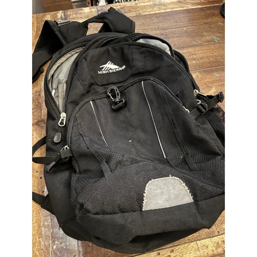 High Sierra Black Ripstop Multi Compartment Laptop Backpack Hiking School Bag